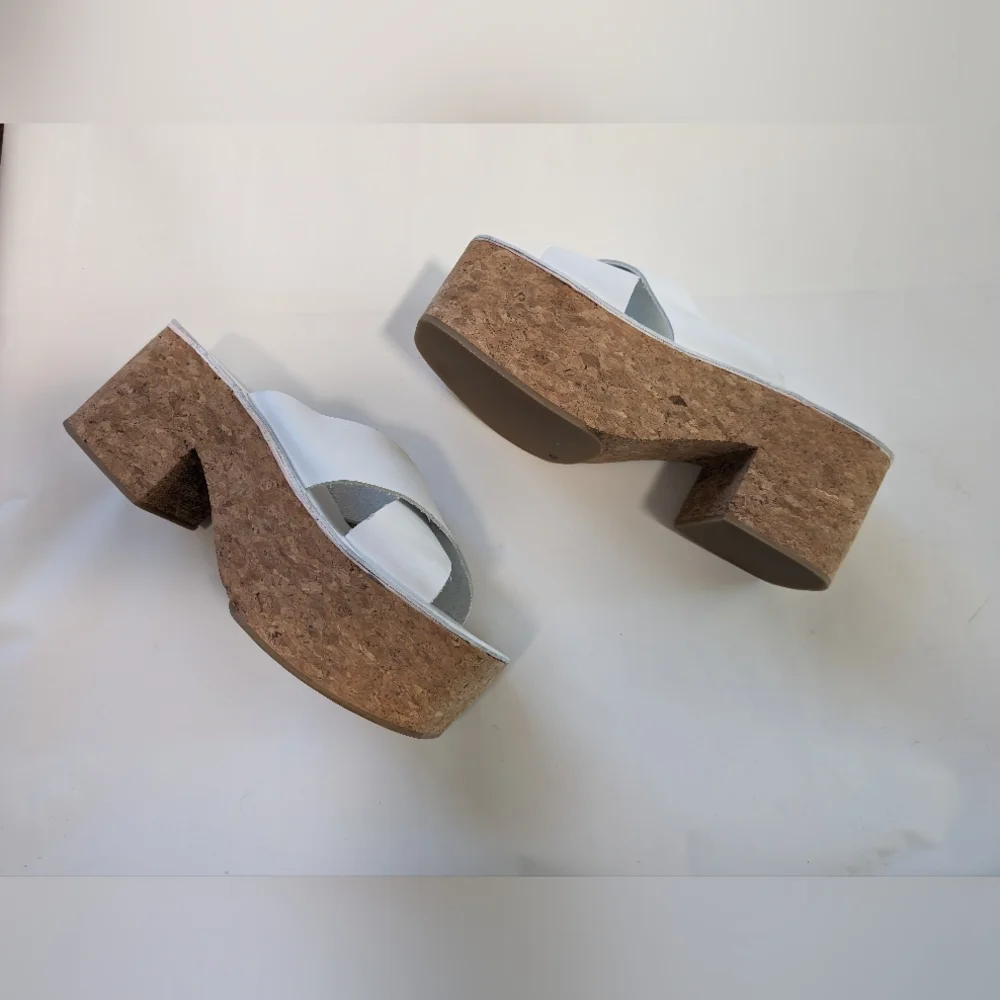Jeffrey Campbell White and Tan Platform Sandals
